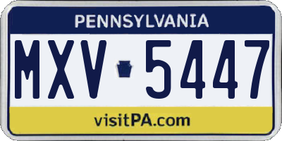 PA license plate MXV5447