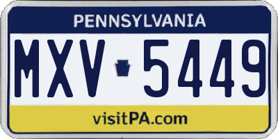 PA license plate MXV5449
