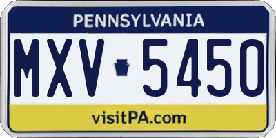 PA license plate MXV5450