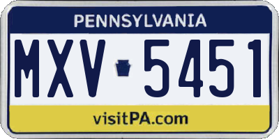 PA license plate MXV5451
