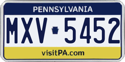 PA license plate MXV5452