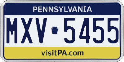 PA license plate MXV5455