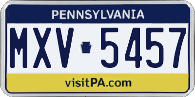 PA license plate MXV5457