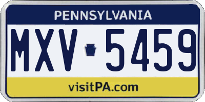 PA license plate MXV5459