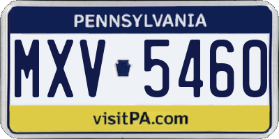 PA license plate MXV5460