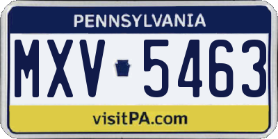 PA license plate MXV5463