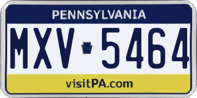 PA license plate MXV5464