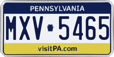 PA license plate MXV5465