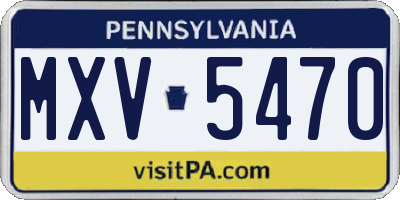 PA license plate MXV5470