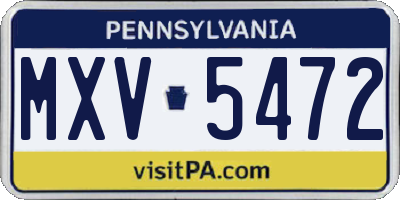 PA license plate MXV5472