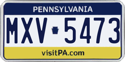 PA license plate MXV5473