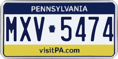 PA license plate MXV5474