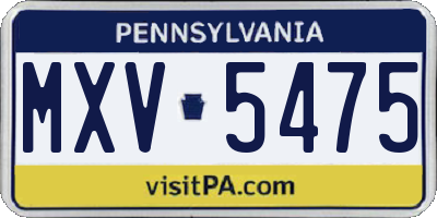 PA license plate MXV5475