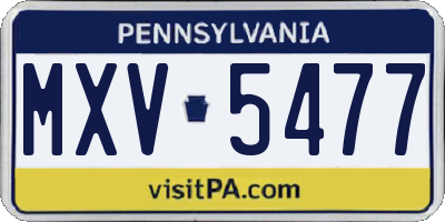 PA license plate MXV5477