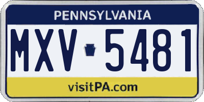 PA license plate MXV5481