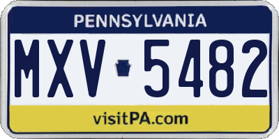 PA license plate MXV5482