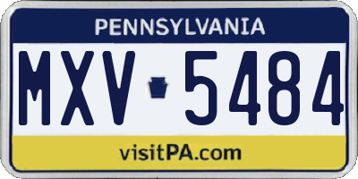 PA license plate MXV5484