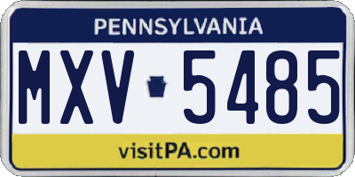 PA license plate MXV5485