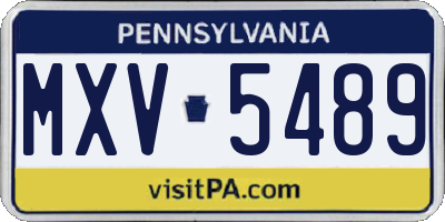 PA license plate MXV5489
