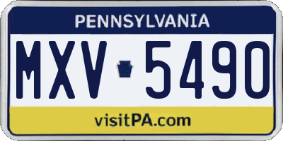 PA license plate MXV5490