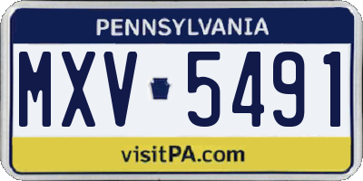 PA license plate MXV5491