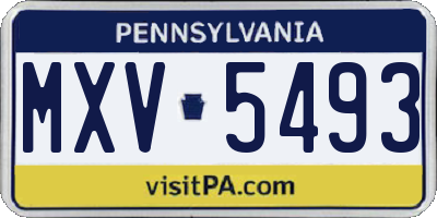 PA license plate MXV5493