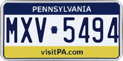 PA license plate MXV5494