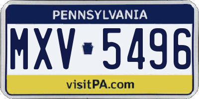 PA license plate MXV5496