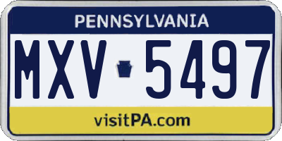 PA license plate MXV5497