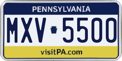 PA license plate MXV5500
