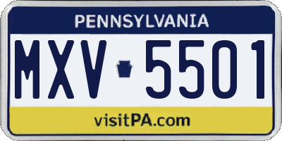 PA license plate MXV5501