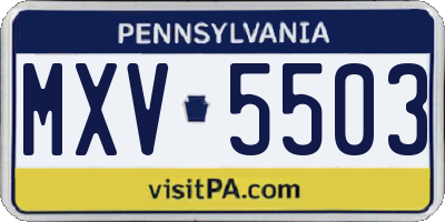 PA license plate MXV5503