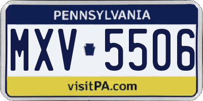 PA license plate MXV5506