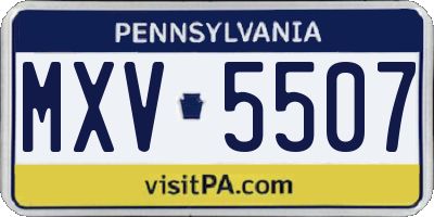 PA license plate MXV5507
