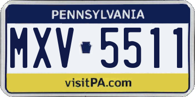 PA license plate MXV5511