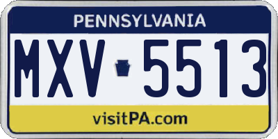 PA license plate MXV5513