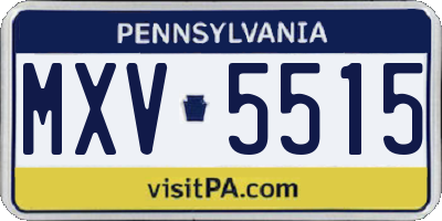 PA license plate MXV5515