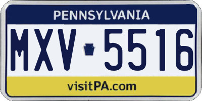 PA license plate MXV5516