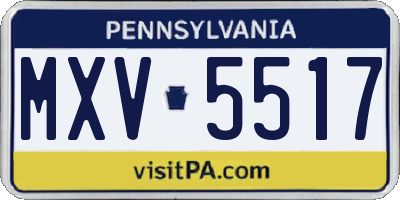 PA license plate MXV5517