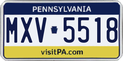 PA license plate MXV5518