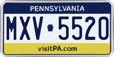 PA license plate MXV5520