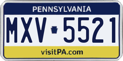 PA license plate MXV5521
