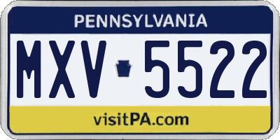 PA license plate MXV5522