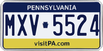 PA license plate MXV5524