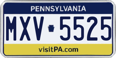 PA license plate MXV5525