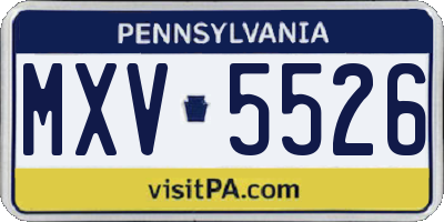 PA license plate MXV5526