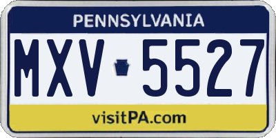 PA license plate MXV5527