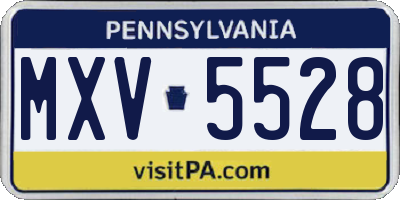 PA license plate MXV5528