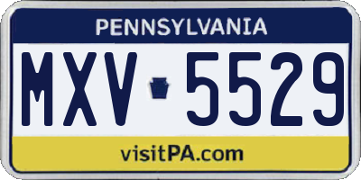 PA license plate MXV5529