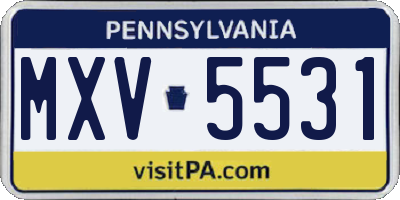 PA license plate MXV5531